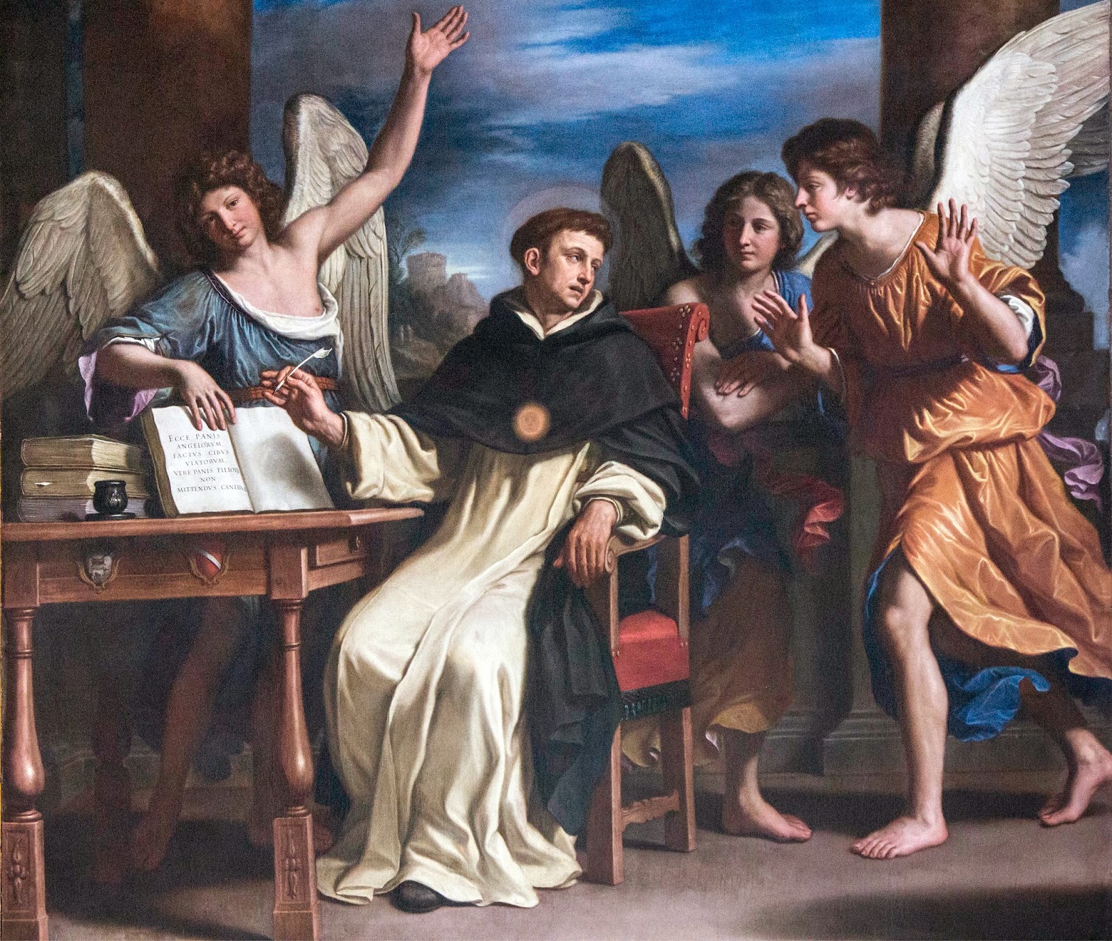 Guercino: San Tommaso d'Aquino scrive assistito dagli angeli