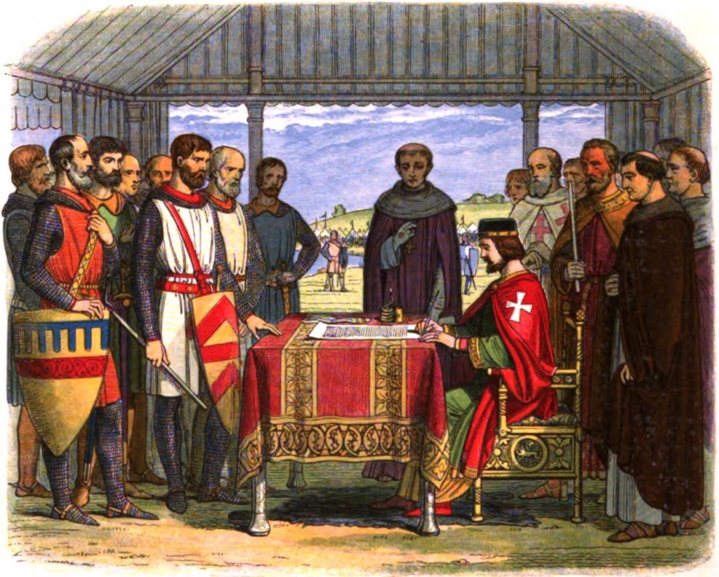 Re Giovanni detto Senzaterra che firma la Magna Charta