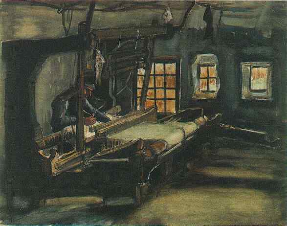 Vincent van Gogh: Tessitore, interno con tre finestre (Primavera1884)